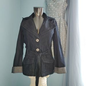 Baccini belted jean denim jacket with pockets C69